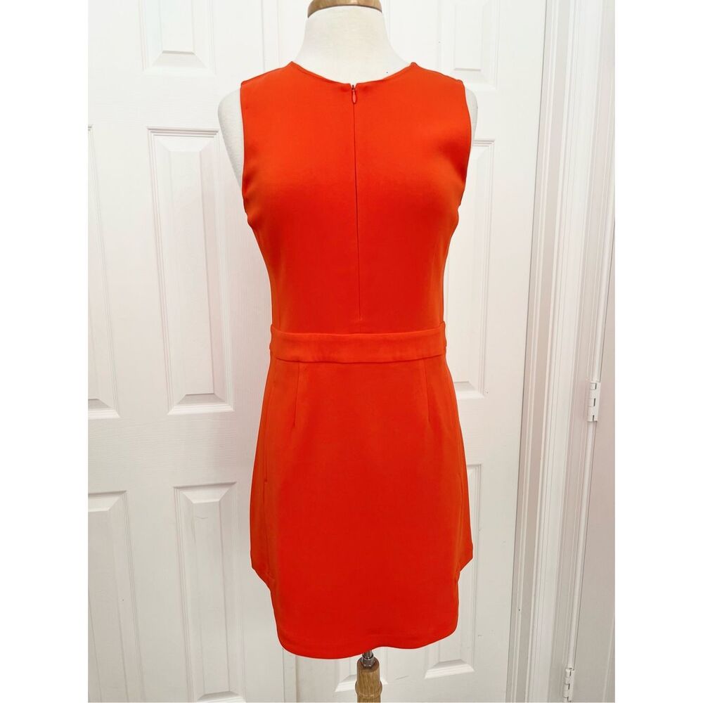 A.L.C. Womens Orange Ford Sleeveless Zip‎ Front Cutout Back Shift Dress Size 8